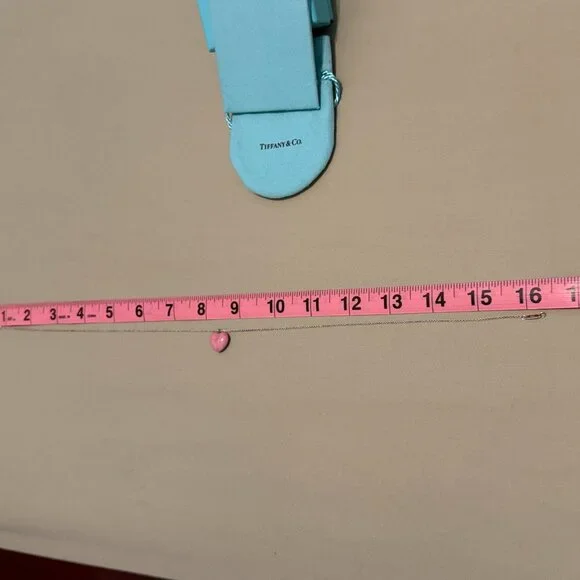 TIFFANY & CO. Pink Rhodonite Heart Silver Necklace